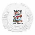Reading Is Snow Much Fun Christmas Bookworm Snowman Reading Youth Long Sleeve Tee
