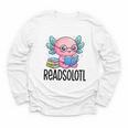 Readsolotl Cute Axolotl Reading Book Kawaii Pink Aesthetic Youth Long Sleeve Tee