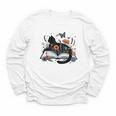 Retro Cute Cat Floral Book Librarian Vintage Floral Cat Book Youth Long Sleeve Tee