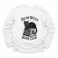 Salem Witch Book Club Bookish Halloween Cat Women Youth Long Sleeve Tee