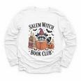 Salem WItch Book Club Halloween Raccoon Witch Reading Book Youth Long Sleeve Tee