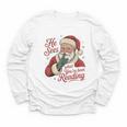 He Sees What You'Ve Been Reading Bookish Christmas Humor Youth Long Sleeve Tee He Sees What You'Ve Been Reading Bookish Christmas Humor Youth Long Sleeve Tee