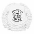 Spread Those Pages Like A Good Girl Skeleton Floral Book Youth Long Sleeve Tee