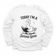 Today I'm A Serious Goose Animal Reading Book Lovers Youth Long Sleeve Tee