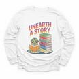 Unearth A Story Cute Turtle Reading Books Librarian Youth Long Sleeve Tee Unearth A Story Cute Turtle Reading Books Librarian Youth Long Sleeve Tee