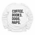 Vintage Coffee Books Dogs Naps Retro Youth Long Sleeve Tee