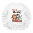 Wild About Reading Zoo Animals For Bookworm Book Reader Youth Long Sleeve Tee