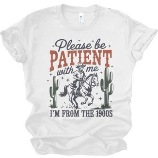 Please Be Patient I'm From The 1900s Cowboy Skeleton Unisex Jersey T-Shirt - Figerry