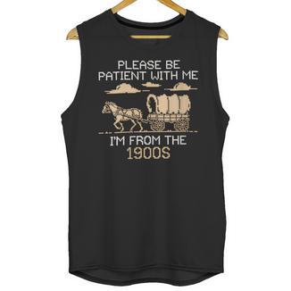 Please Be Patient I'm From The 1900s Retro Pixel Horse Wagon Unisex Tank Top - Figerry