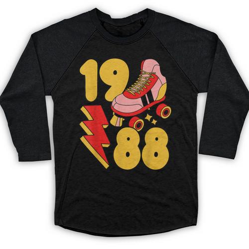 1988 Retro Roller Skate Vintage 80s Nostalgia Collector Baseball Raglan Shirt - Figerry