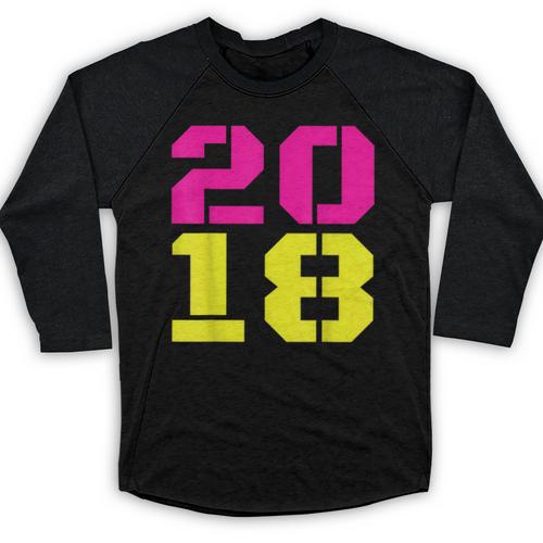 2018 Big Neon Numbers For The New Year Or Graduation Baseball Raglan Shirt - Best Gift Smart