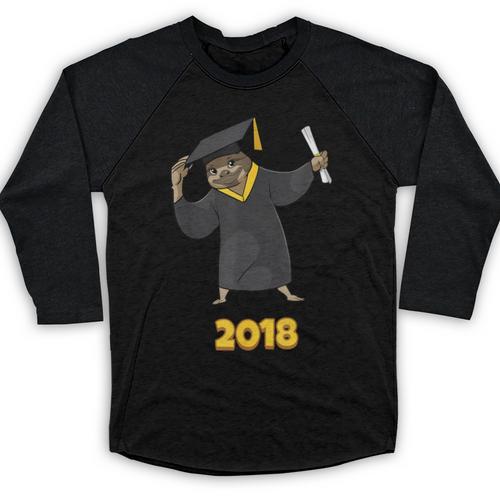 2018 Graduation Shirts Sloth Lovers For Women Teens Baseball Raglan Shirt - Best Gift Smart