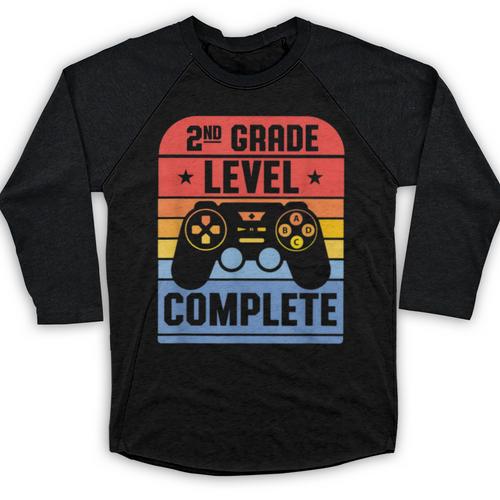2nd Grade Level Complete Graduation Student Video Gamer Baseball Raglan Shirt - Best Gift Smart