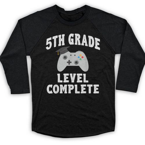 5th Grade Level Complete Gamer Class Of 2025 Graduation Baseball Raglan Shirt - Best Gift Smart