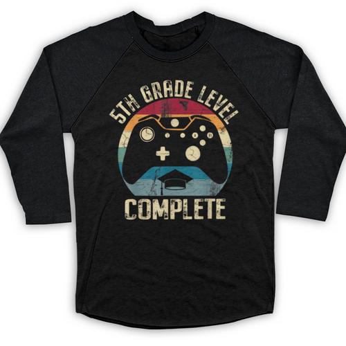 5th Grade Level Complete Gamer Graduation Boys Class Of 2024 Baseball Raglan Shirt - Best Gift Smart