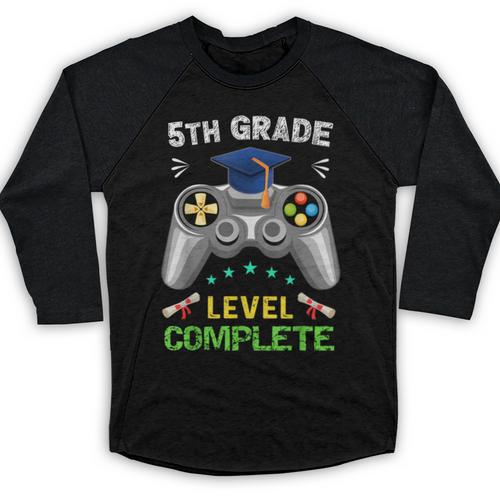 5th Grade Level Complete Gaming Graduation Class 2023 Gamer Baseball Raglan Shirt - Best Gift Smart
