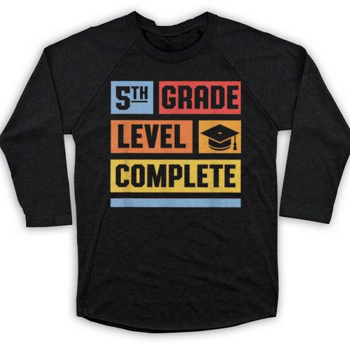 5th Grade Level Complete Shirt Graduation Last Day Of School Baseball Raglan Shirt - Best Gift Smart