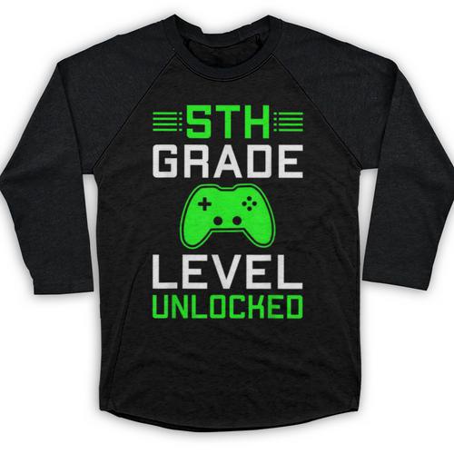 5th Grade Level Unlocked Back To School Gamer Graduation Baseball Raglan Shirt - Best Gift Smart