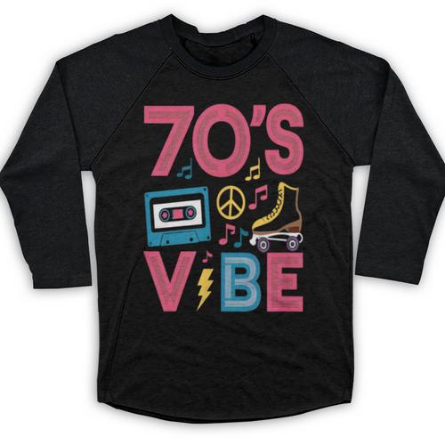 70s Retro Style Roller Skate Cassette Music Nostalgia Baseball Raglan Shirt - Figerry