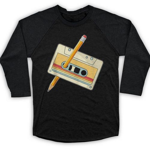 80's 90's Retro Music Party Costume Nostalgia Cassette Baseball Raglan Shirt - Figerry