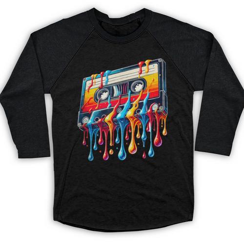 80s 90s Retro Party Costume Nostalgia Cassette Baseball Raglan Shirt - Figerry