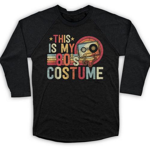 This Is My 80s Costume Vintage Style Nostalgia 1980s Retro Baseball Raglan Shirt - Figerry