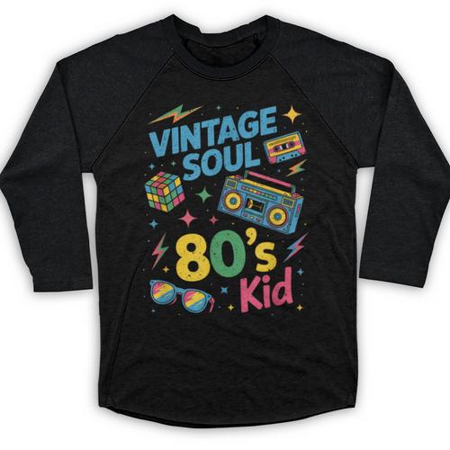 80’s Kid Nostalgia Retro Music Lover Retro 1980s Throwback Baseball Raglan Shirt - Figerry