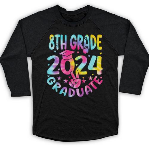 8th Grade Graduate 2024 Graduation Last Day Of School Tie Baseball Raglan Shirt - Best Gift Smart