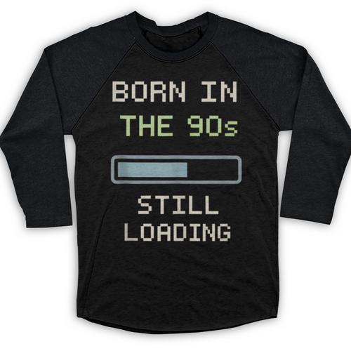 90s Baby Tired Millennial Burnout Nostalgia Parenting Baseball Raglan Shirt - Figerry