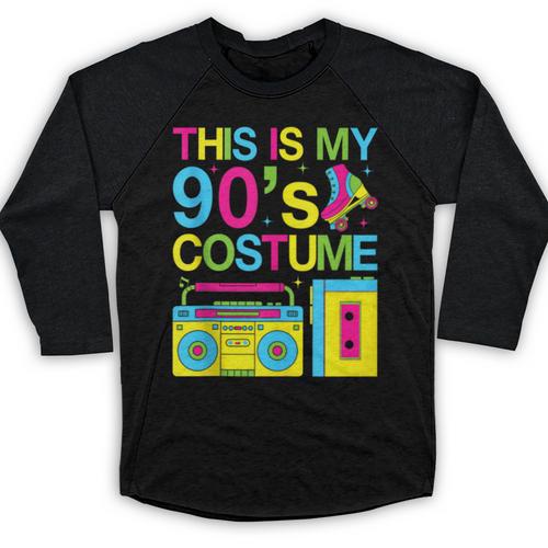 This Is My 90's Costume Retro 1990s Style Cassette Nostalgia Baseball Raglan Shirt - Figerry