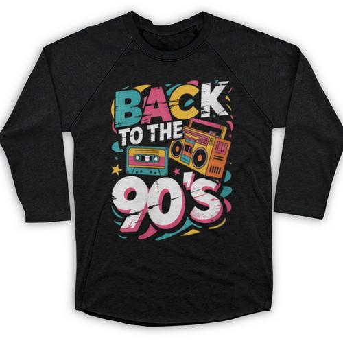 90's Nineties Nostalgia Costume Party Back To The 90s Baseball Raglan Shirt - Figerry