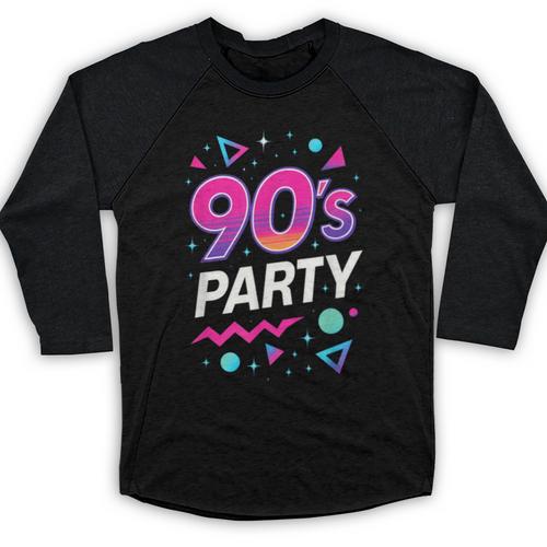 90's Party 90s Nostalgia Retro Rave Dance Music Baseball Raglan Shirt - Figerry