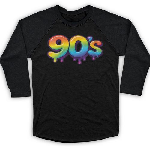 90s Retro Pop Art Rainbow Lips Nostalgia Costume 90s Baseball Raglan Shirt - Figerry