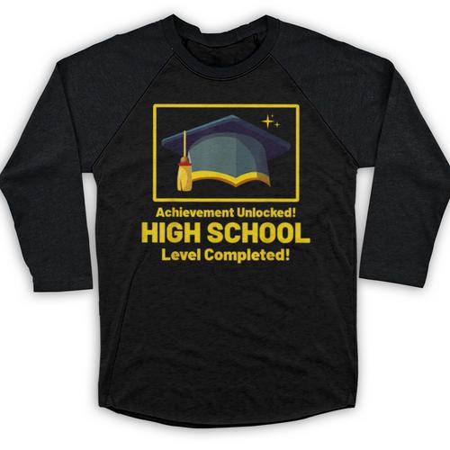 Achievement Unlocked High School Graduation Gamer Baseball Raglan Shirt - Best Gift Smart