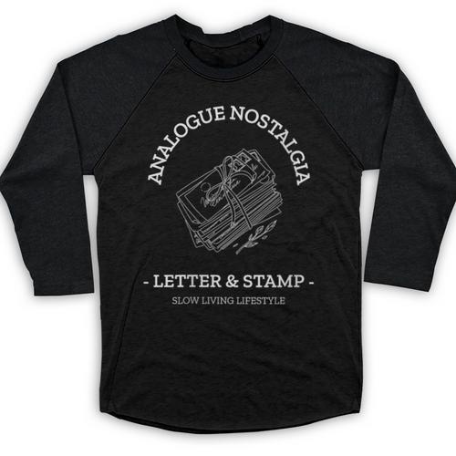 Analogue Nostalgia Letter & Stamp Graphic Baseball Raglan Shirt - Figerry