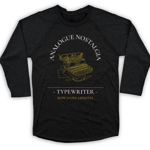 Analogue Nostalgia Typewriter Graphic Baseball Raglan Shirt - Figerry