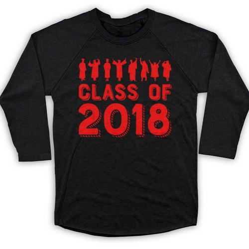 & Red Class Of 2018 Senior Graduation T Shirt Baseball Raglan Shirt - Best Gift Smart