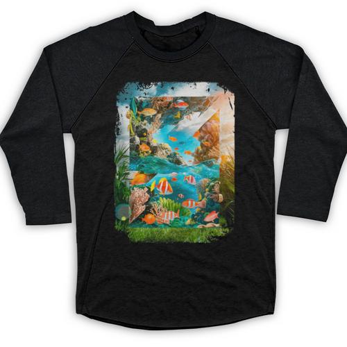 Aqua In The Skies Frutiger Aero Baseball Raglan Shirt - Figerry