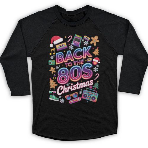 Back To-The 80 s Christmas Retro Cassette Boombox Nostalgia Baseball Raglan Shirt - Figerry