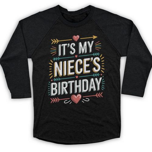 Boho Nostalgia It's My Niece's Birthday Women Kids Baseball Raglan Shirt - Figerry