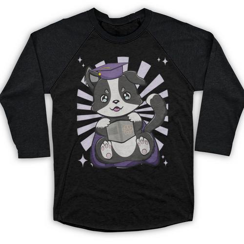Border Collie Dog Lover Cute Anime School Graduation Men Women Kids Baseball Raglan Shirt - Best Gift Smart