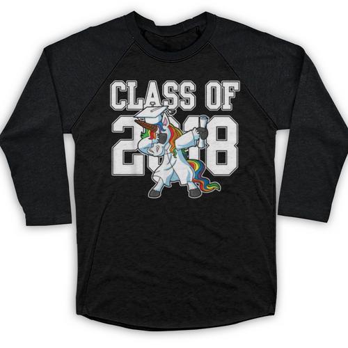 Class Of 2018 Dabbing Unicorn Graduation Shirt Baseball Raglan Shirt - Best Gift Smart