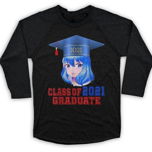 Class Of 2021 Graduate Kawaii Anime Girl School Graduation Baseball Raglan Shirt - Best Gift Smart