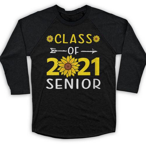 Class Of 2021 Senior Graduation Sunflower Baseball Raglan Shirt - Best Gift Smart