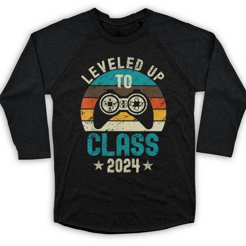Class Of 2024 Senior Graduation Leveled Up Gamer Class 2024 Baseball Raglan Shirt - Best Gift Smart