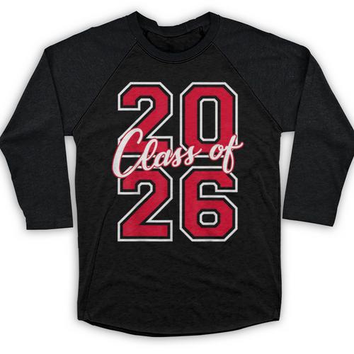 Class Of 2026 Graduation Red With Varsity Letters Baseball Raglan Shirt - Best Gift Smart