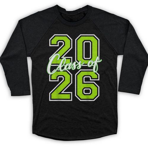 Class Of 2026 Graduation Varsity Lime Green Letters Baseball Raglan Shirt - Best Gift Smart