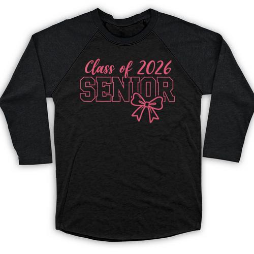 Class Of 2026 Pink Coquette Bow Cap Senior 2026 Graduation Baseball Raglan Shirt - Best Gift Smart