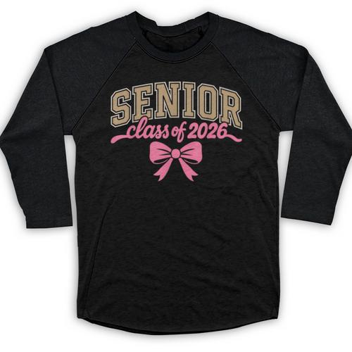 Class Of 2026 Pink Coquette Bow Senior Graduation Baseball Raglan Shirt - Best Gift Smart