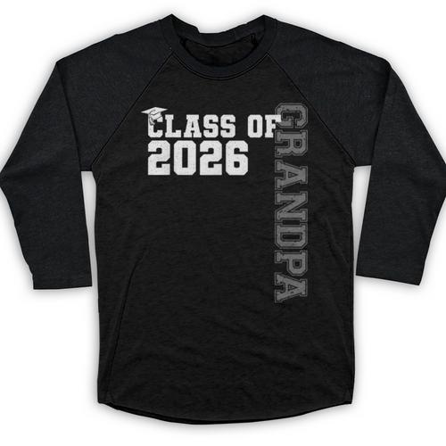 Class Of 2026 Proud Grandpa Of A 2026 Graduate Graduation Baseball Raglan Shirt - Best Gift Smart